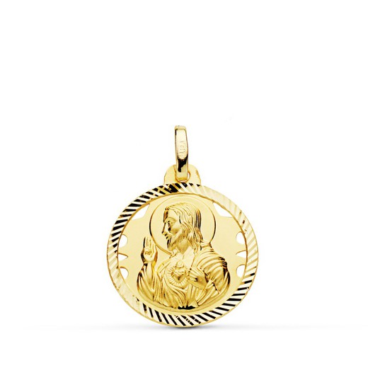Χρυσό μετάλλιο Heart of Jesus 18 καρατίων Openwork Helix 18mm P5001-418