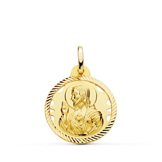 Hart van Jezus gouden medaille 18kt opengewerkte helix 20 mm P5001-420