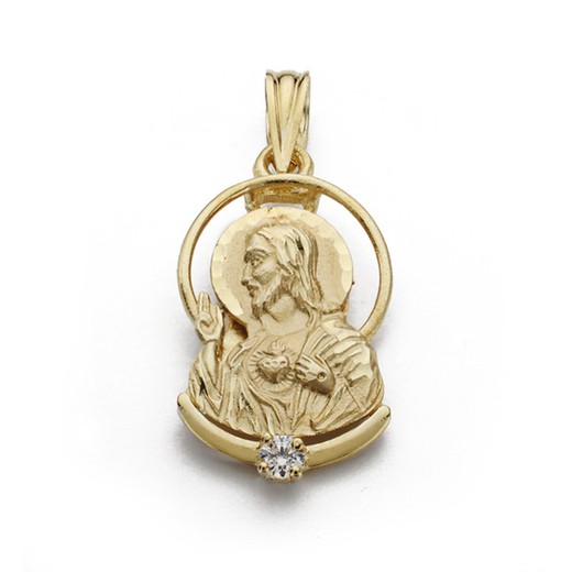 Medalha Coração de Jesus Ouro 18kts Silhueta 21x11mm 2229