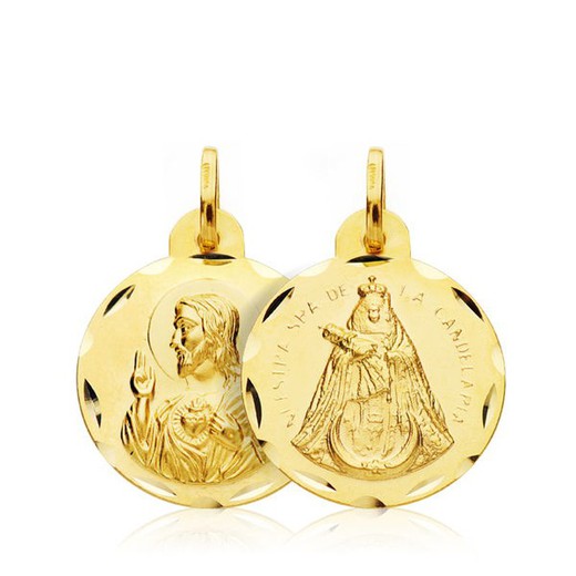 Medalla Escapulario Corazón de Jesús Virgen de la Candelaria Oro 18kts 18mm 07000750
