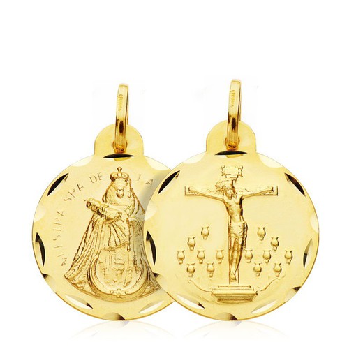 Medalha Escapular Cristo da Laguna Virgen de la Candelaria Ouro 18kts 20mm 07000754