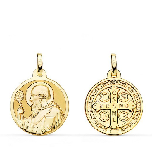 Medalik Szkaplerzowy Święty Benedykt Monk Shine Gold 18kts 18 mm P8097-818