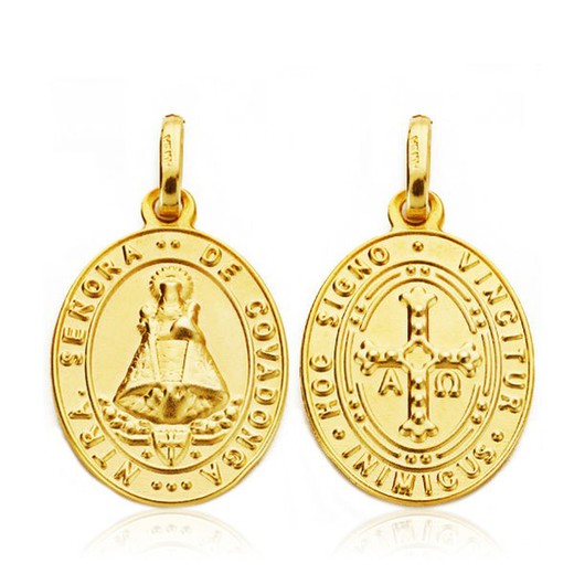 Medalla Escapulario Virgen de Covadonga y Cruz Oro 18kts 20x14mm P2990-020