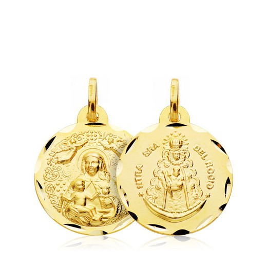 Maagd van het lint scapulier medaille Virgen del Rocio goud 18kts 18 mm 12000652