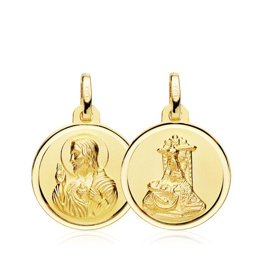 Medalha escapular Virgen de las Angustias Coração de Jesus Ouro 18kts 18mm 09000067