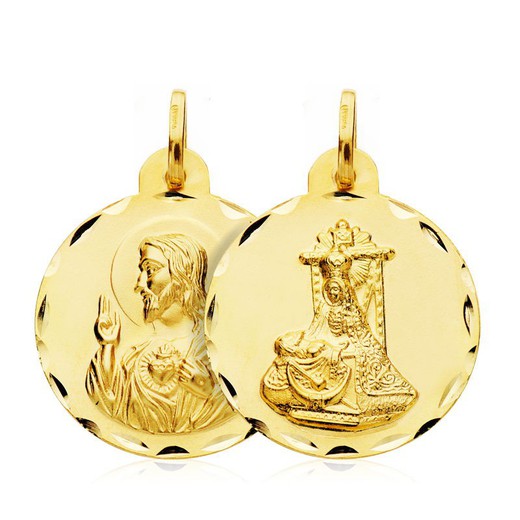Medalla Escapulario Virgen de las Angustias Corazón de Jesús Oro 18kts 22mm 07000622