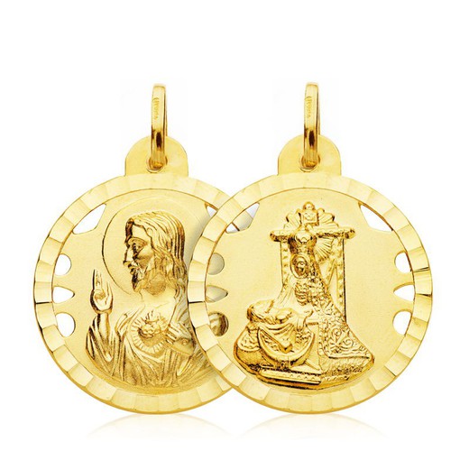 Medalha Escapular Virgen de las Angustias Coração de Jesus Ouro 18kts 22mm 26000589