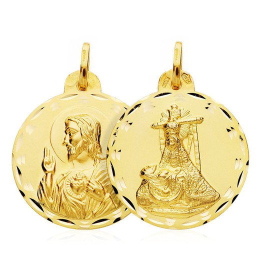 Medalik ze szkaplerza Virgen de las Angustias Serce Jezusa, złoto 18kt 24mm 26000586