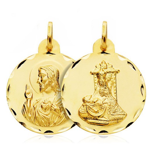 Medalha Escapular Virgen de las Angustias Coração de Jesus Ouro 18kts 24mm 27000097