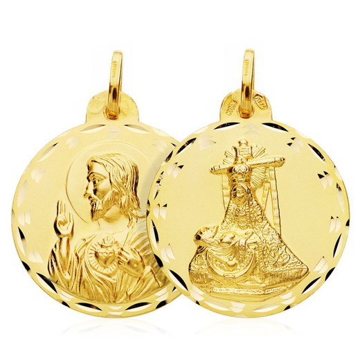 Medalha escapular Virgen de las Angustias Coração de Jesus Ouro 18kts 25mm 26000585
