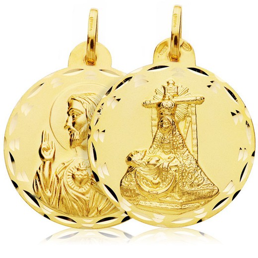 Medalha Escapular Virgen de las Angustias Coração de Jesus Ouro 18kts 28mm 26000584