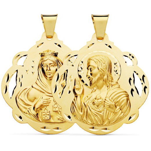 Medalla Escapulario Virgen del Carmen Corazón de Jesús Oro 18kts 42mm 26000241