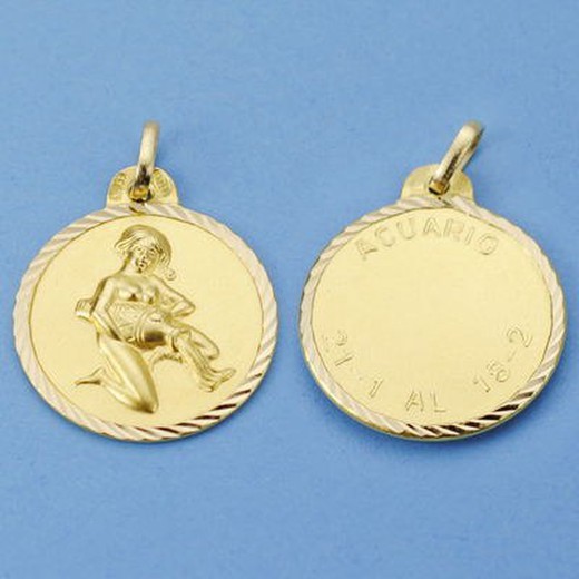 Medalha do horóscopo Aquarius Gold 18kts 20mm 26001012AC