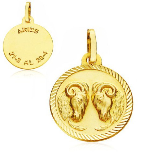Medalha de ouro do horóscopo de Áries 18kts 16mm 26000175AR