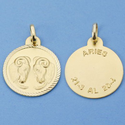 Aries Gold Horoscope Medal 18kts 20mm 26001012AR