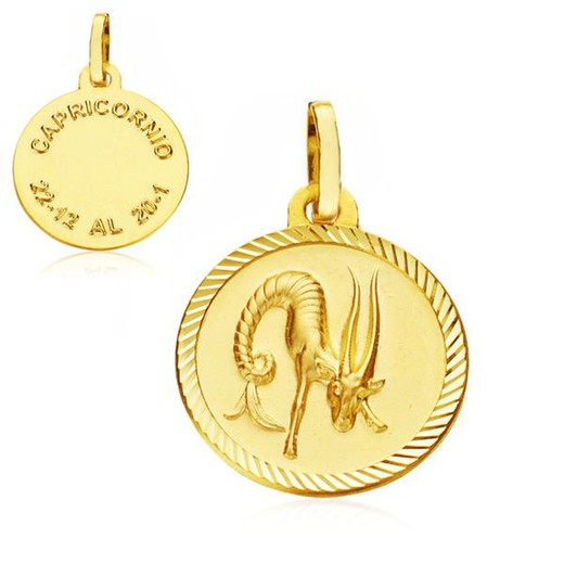 Steenbok Horoscoop Medaille Goud 18kts 16mm 26000175CP