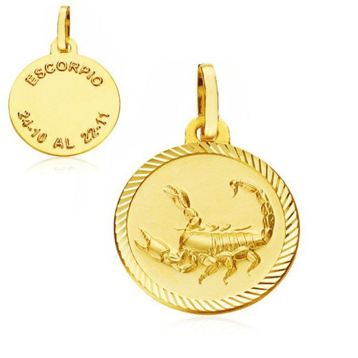 Medalha do Horóscopo de Ouro Escorpião 18kts 16mm 26000175ES