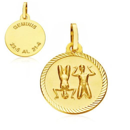 Gemini Gold Horoscope Medal 18kts 16mm 26000175GE