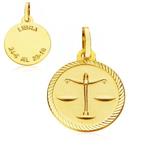 Waage Gold Horoskop Medaille 18kts 16mm 26000175LI