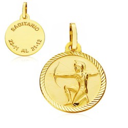 Medalha Horóscopo de Ouro 9kt 16mm 9K260175SA Sagitário