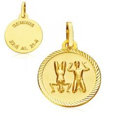 9kts 20mm Gold Horoskop-Medaille 9K261012GE Zwillinge