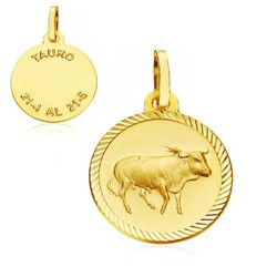 Médaille Horoscope Or 9 carats 20 mm 9K261012TA Taureau