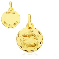 Złoty horoskop Ryby Medal 18kt 13mm 26000174PI