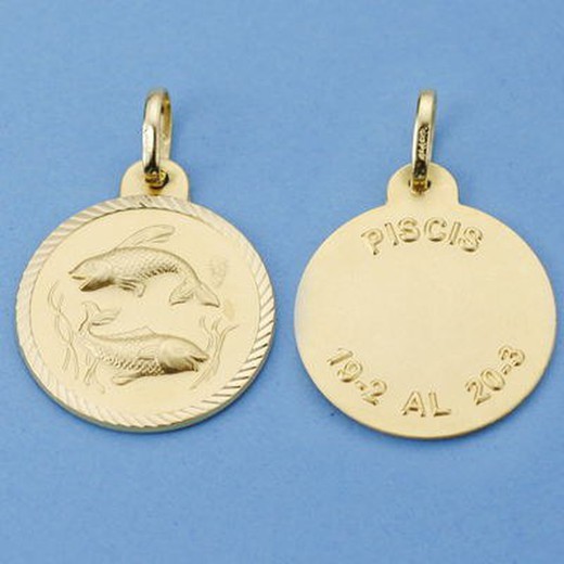 Pisces Gold Horoscope Medal 18kts 20mm 26001012PI