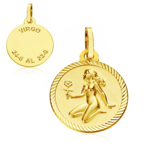 Virgo Gold Horoscope Medal 18kts 16mm 26000175VI
