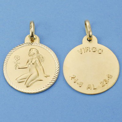 Medalha de Horóscopo de Ouro de Virgem 18kts 20mm 26001012VI