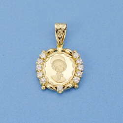 18kts Gold Medal Communion Zircons 19x15mm 2490