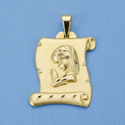 18kts Gold Medal Virgin Girl Parchment 28x20mm 26000780