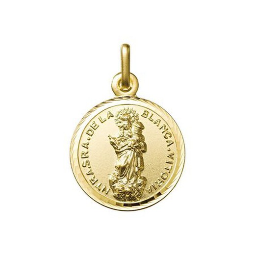 Medalla Oro 18kts Virgen Blanca Argyor MRM 20mm (18)0122410-20mm Bisel