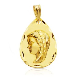 18kts Gold Medal Virgin Girl 21x14mm 26000335