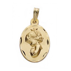 Médaille Or 18kts Vierge Fille 22x14mm 26000331