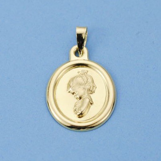 Médaille Or 18kts Vierge Fille 22x16mm 26000479