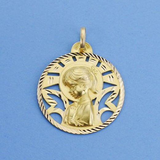 Médaille Or 18kts Vierge Fille 26mm 26000700