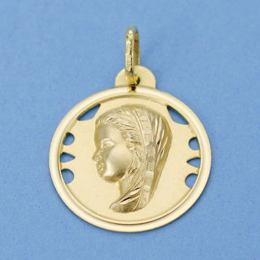 Gouden medaille 18kts Virgin Girl opengewerkte 22 mm 26000759