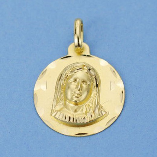 Medaglia d'oro 18 kts intagliata ragazza vergine 18 mm 26000761