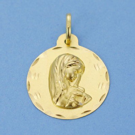 18kts Gold Medal Carved Virgin Girl 22mm 26000735