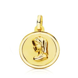 Medalha de Ouro 9kt 16mm 9K150351 Virgem Menina