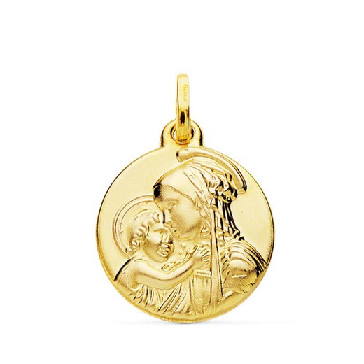 Medalha de Ouro 9kt 18mm 9K080153 Virgem com Menino