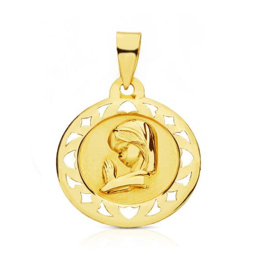 Medalha de Ouro 9kt 18mm 9K16215 Virgem Menina