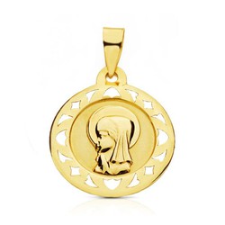 Medalha de Ouro 9kt 18mm 9K16378 Virgem Menina