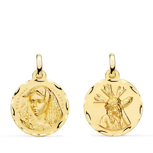 Medalla Oro 9kts 18mm 9K260575 Virgen Macarena Y Cristo De Gran Poder