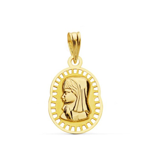 Medalha de Ouro 9kt 19x12mm 9K16417 Virgem Menina