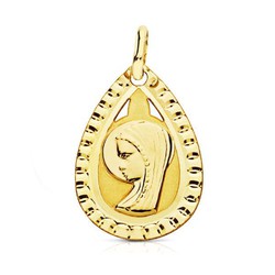 Médaille Or 9kt 20x13mm 9K16496 Fille Vierge