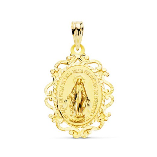 Medalla Oro 9kts 23x16mm 9KP6280-323 Virgen De La Milagrosa