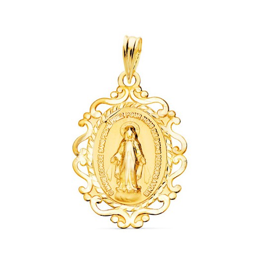 Medalla Oro 9kts 23x16mm 9KP6280-323F Virgen De La Milagrosa