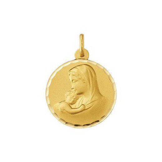 Medalla Oro 9kts Virgen Con Niño Argyor MRM 18mm (9)1604235N Bisel Facetado